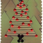 Paper Embroidery Christmas Tree with Red Sequins