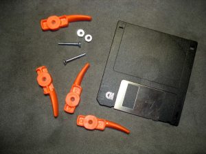 floppy disk, ink caps, screws & nuts